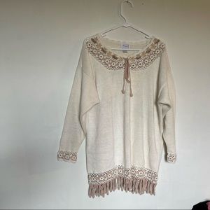Vintage 90s crochet fringe jumper sweater (bag21)